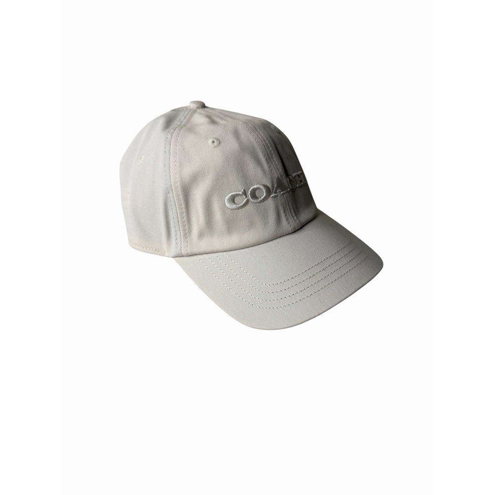 COACH One Size Chalk NWT Embroidered Logo Hat Cotton Baseball Cap CO100321C